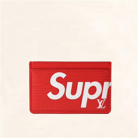 supreme x lv card holder price|Louis Vuitton supreme red wallet.